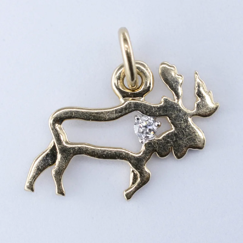 vintage lock and key necklace 10k Diamond Moose Charm | 0.015ct