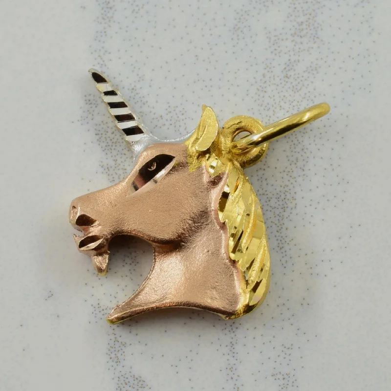 celestial zodiac sign necklace 10k Tri-Tone Gold Unicorn Charm |