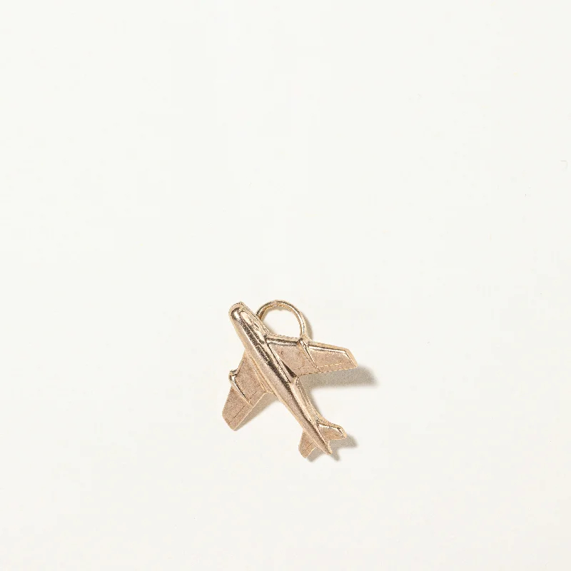 delicate gold band ring 10k Yellow Gold Airplane Charm |