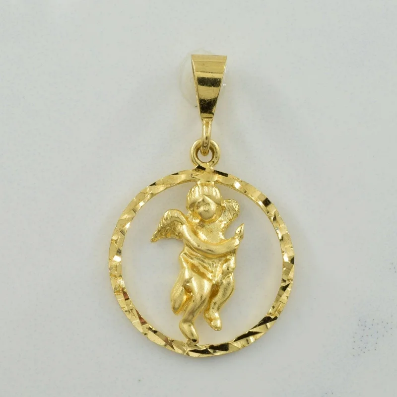 solid gold stacking rings set 10k Yellow Gold Angel Pendant |