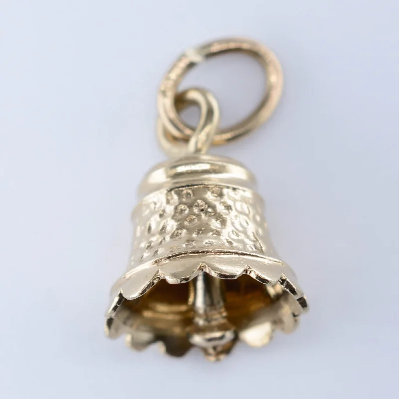 classic cubic zirconia pendant 10k Yellow Gold Bell Charm