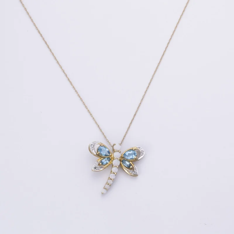 handmade resin flower earrings 10k Yellow Gold Blue Topaz, Opal and Diamond Necklace | 0.80ctw, 0.49ctw, 0.04ctw | 16-18" handmade resin flower earrings 10k Yellow Gold Blue Topaz, Opal and Diamond Necklace | 0.80ctw, 0.49ctw, 0.04ctw | 16-18"