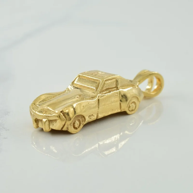 sapphire engagement ring halo 10k Yellow Gold Car Pendant |