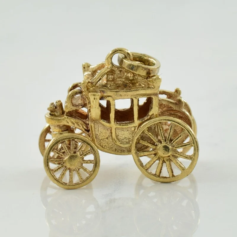 hammered gold disc necklace 10k Yellow Gold Carriage Charm |