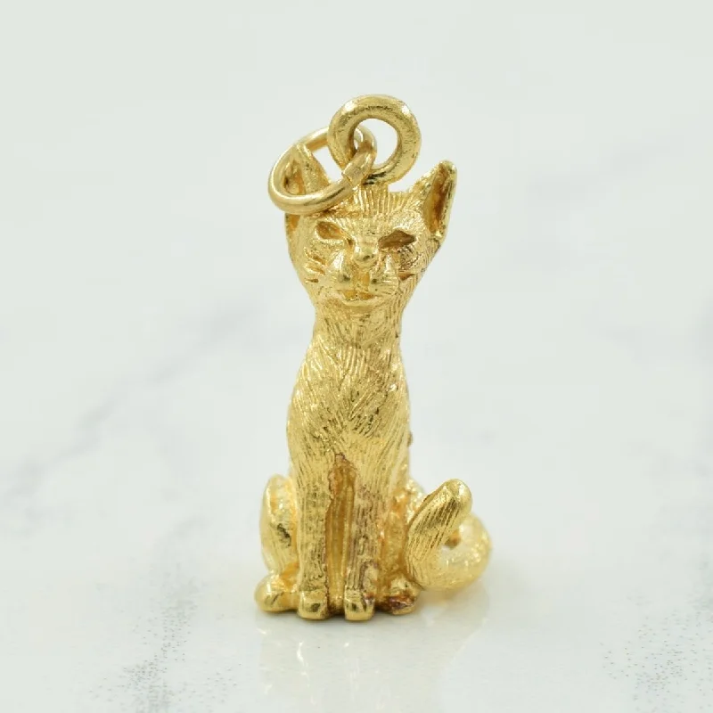 dainty feather charm necklace 10k Yellow Gold Cat Charm |
