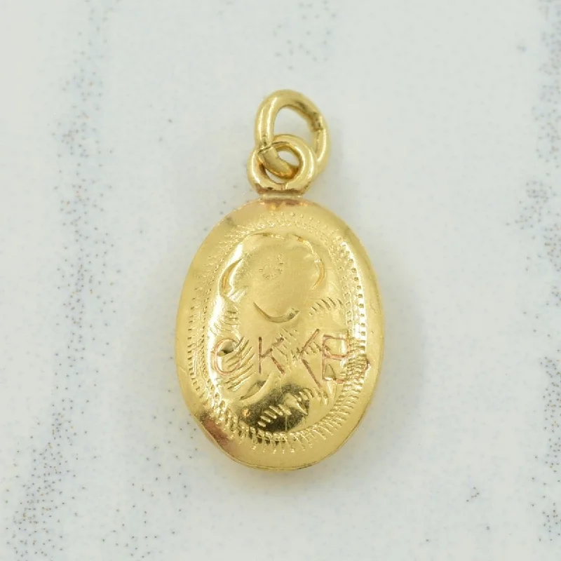 men’s engraved stainless steel bracelet 10k Yellow Gold Charm |