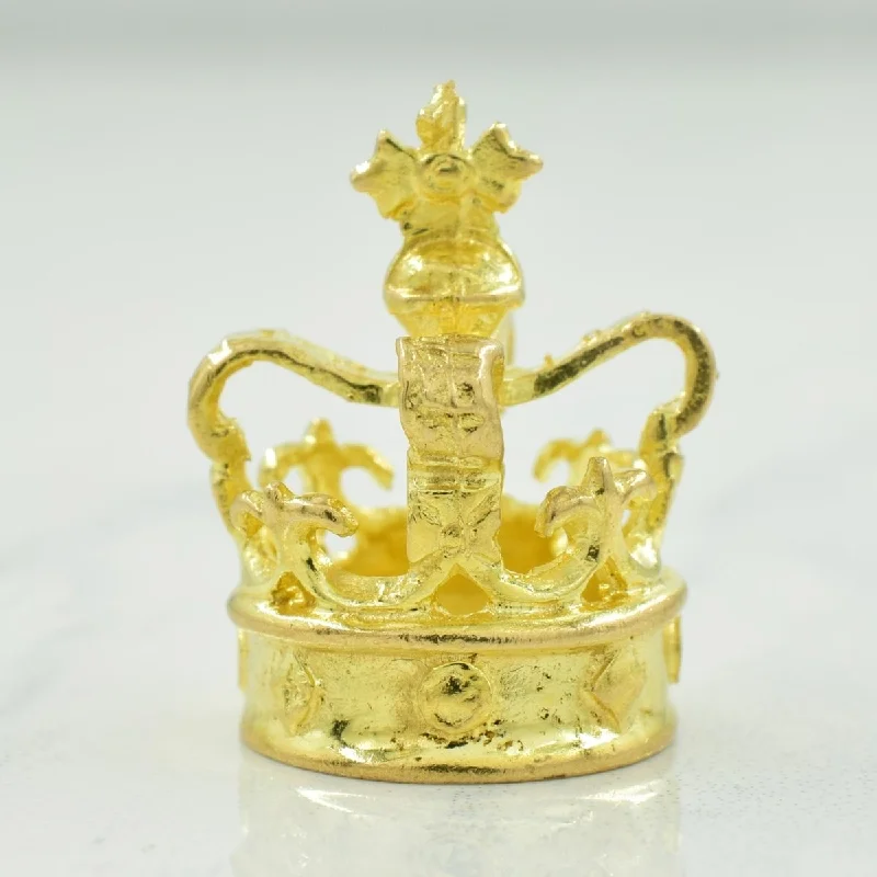 handmade coin pendant necklace 10k Yellow Gold Crown Charm |