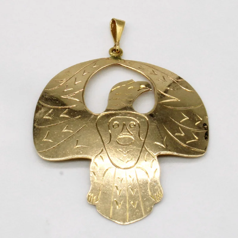 rose gold initial pendant necklace 10k Yellow Gold Eagle Pendant