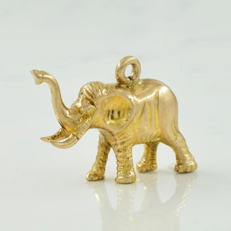 handmade lava stone bracelet 10k Yellow Gold Elephant Charm |