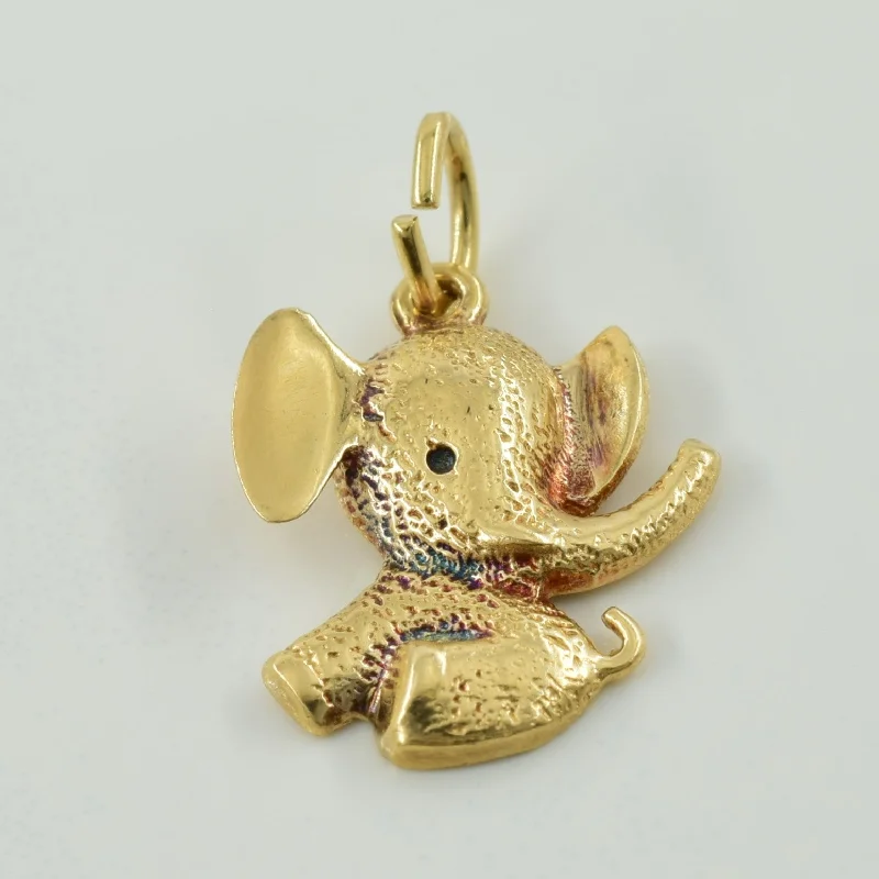 silver hoop earrings small 10k Yellow Gold Elephant Charm |