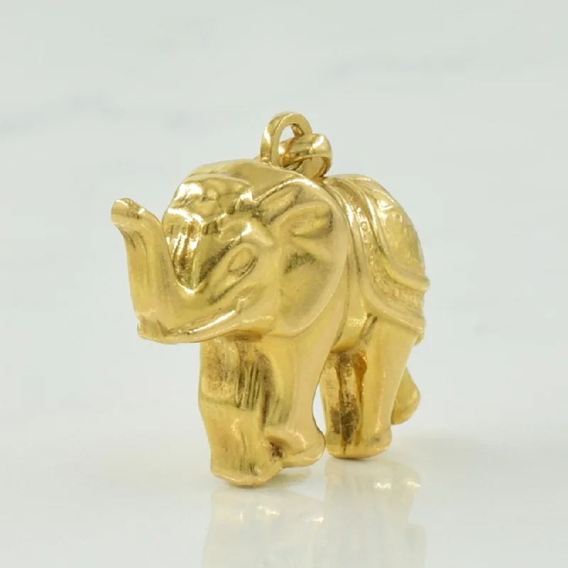 handmade clay bead earrings 10k Yellow Gold Elephant Charm |
