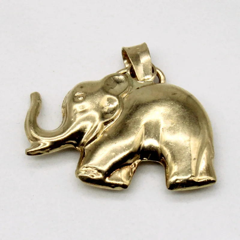 minimalist gold crescent moon necklace 10k Yellow Gold Elephant Pendant