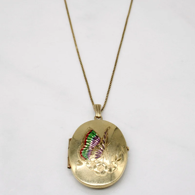 natural garnet gemstone ring 10k Yellow Gold Painted Butterfly Locket & Necklace | 20" |