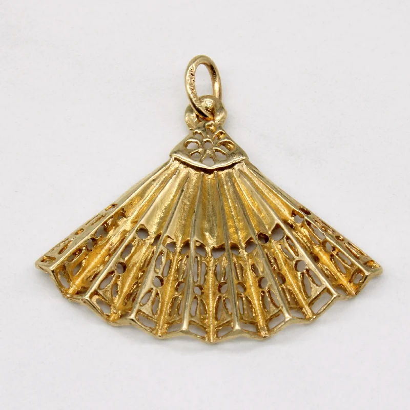 silver anklet with charms 10k Yellow Gold Fan Charm