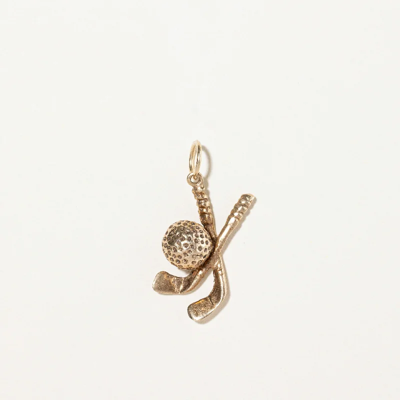 unique wooden bead necklace 10k Yellow Gold Golf Charm