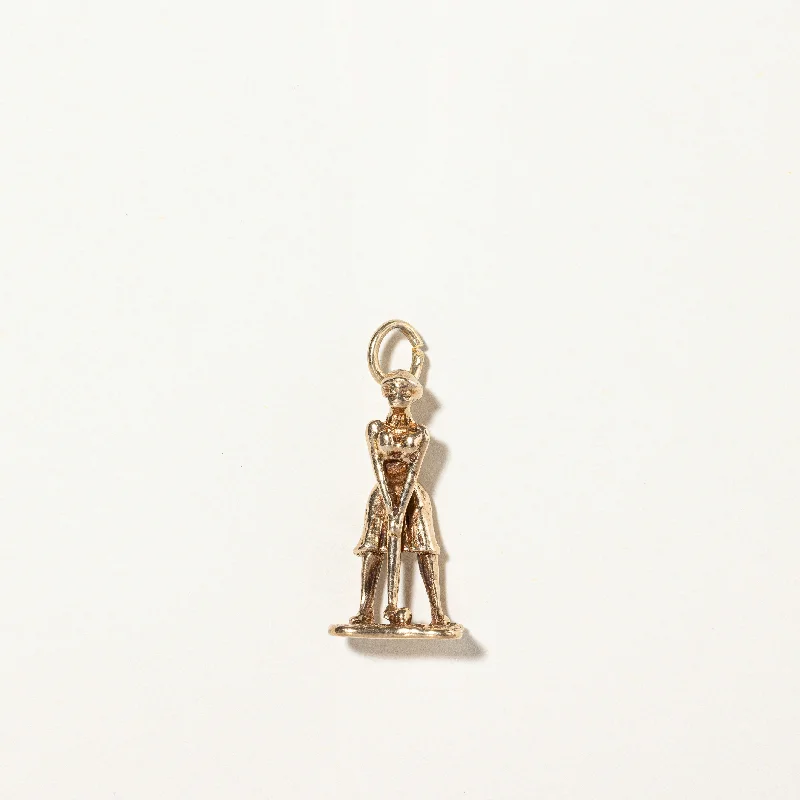 simple crescent moon ring 10k Yellow Gold Golfer Charm |