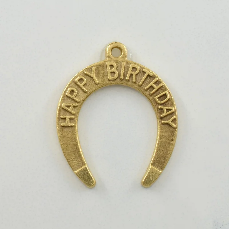 unique blue topaz ring 10k Yellow Gold 'Happy Birthday' Horseshoe Charm |