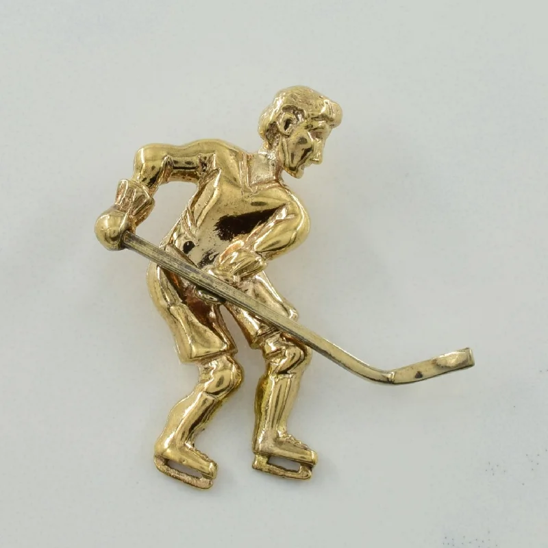 adjustable minimalist wave bracelet 10k Yellow Gold Hockey Player Pendant |
