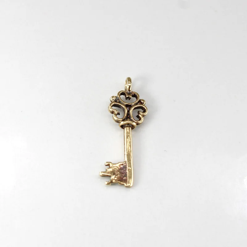 gothic skull ring for men 10k Yellow Gold Key Pendant