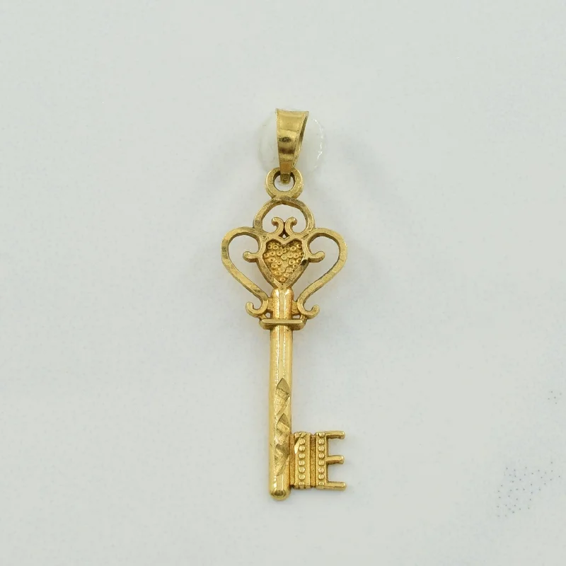 personalized engraved signet ring 10k Yellow Gold Key Pendant |