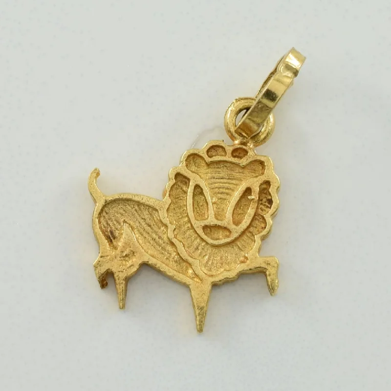 titanium black matte ring 10k Yellow Gold Lion Charm |