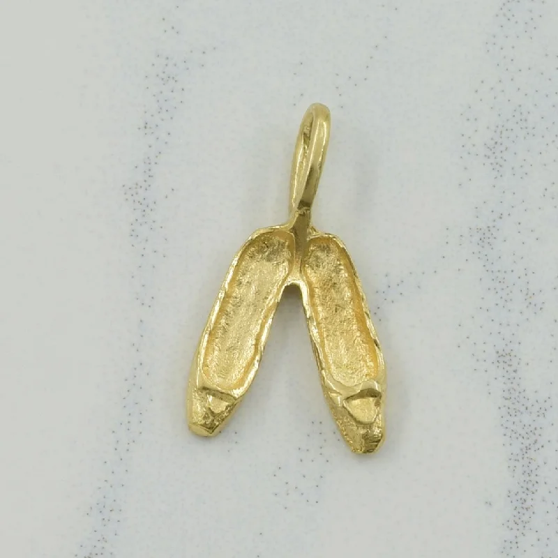 personalized couple’s bracelet engraved 10k Yellow Gold Pointe Shoe Charm |