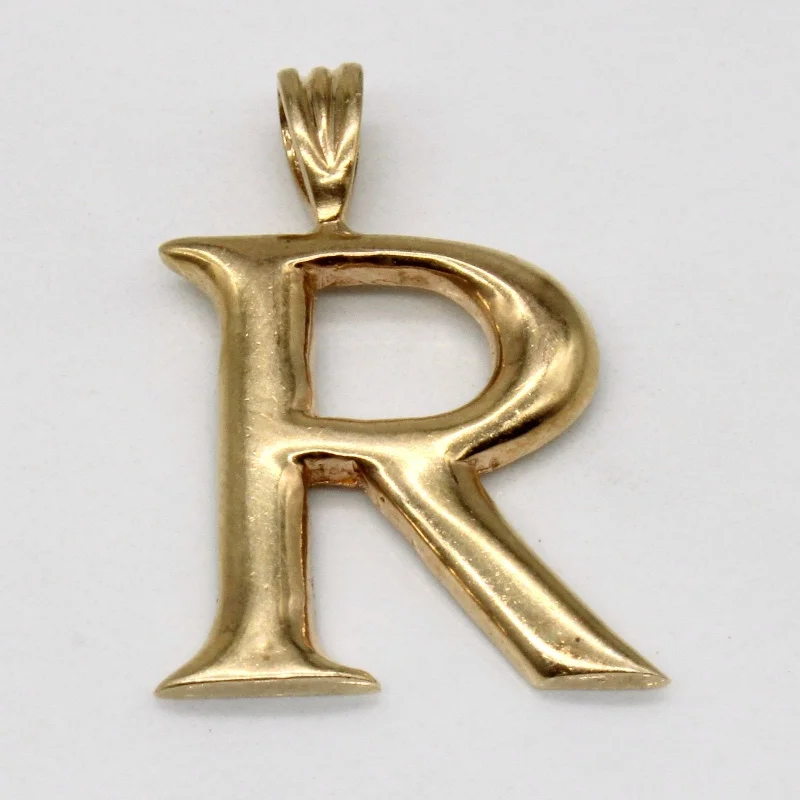 dainty sapphire stacking rings 10k Yellow Gold 'R' Initial Charm