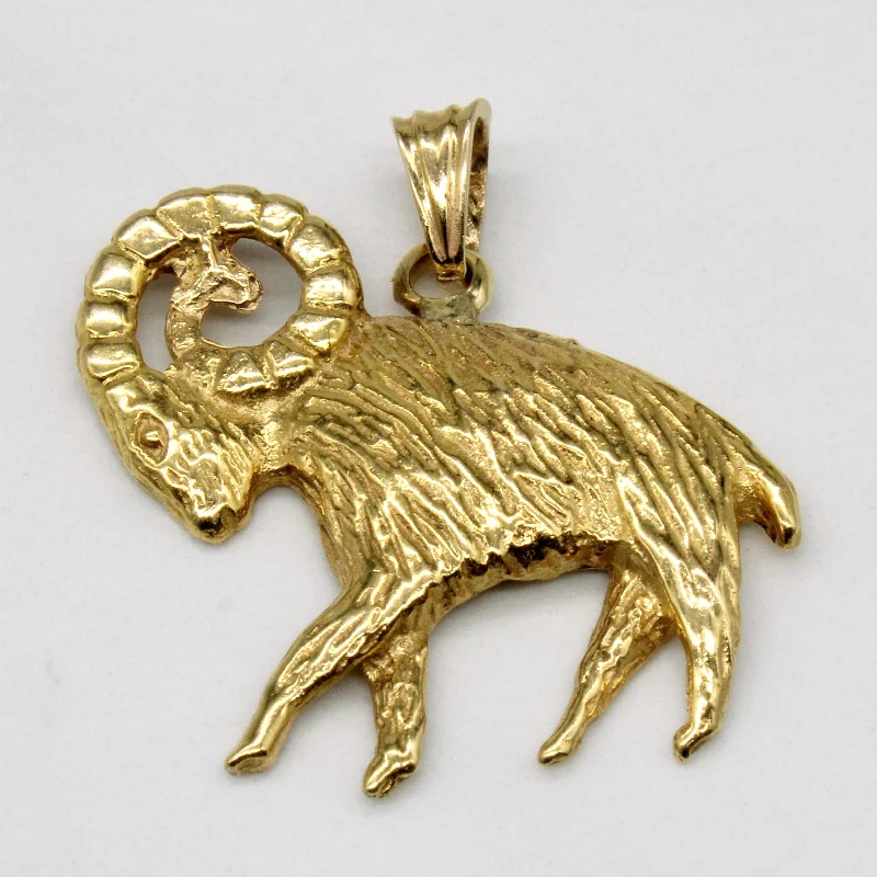 minimalist clover charm bracelet 10k Yellow Gold Ram Pendant