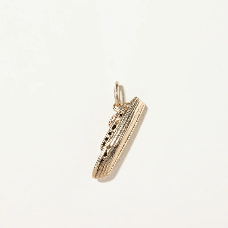 simple engraved wedding ring 10k Yellow Gold Ship Charm |