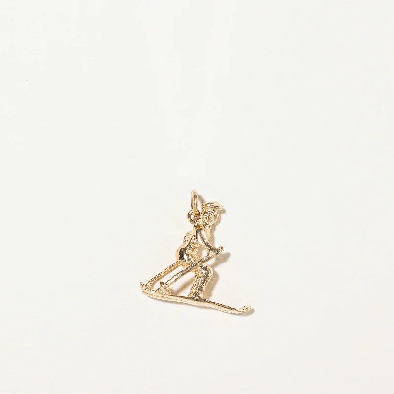 star-shaped cartilage stud earrings 10k Yellow Gold Skier Charm |