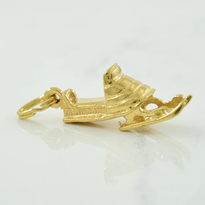 unique gemstone necklace handmade 10k Yellow Gold Snowmobile Charm |