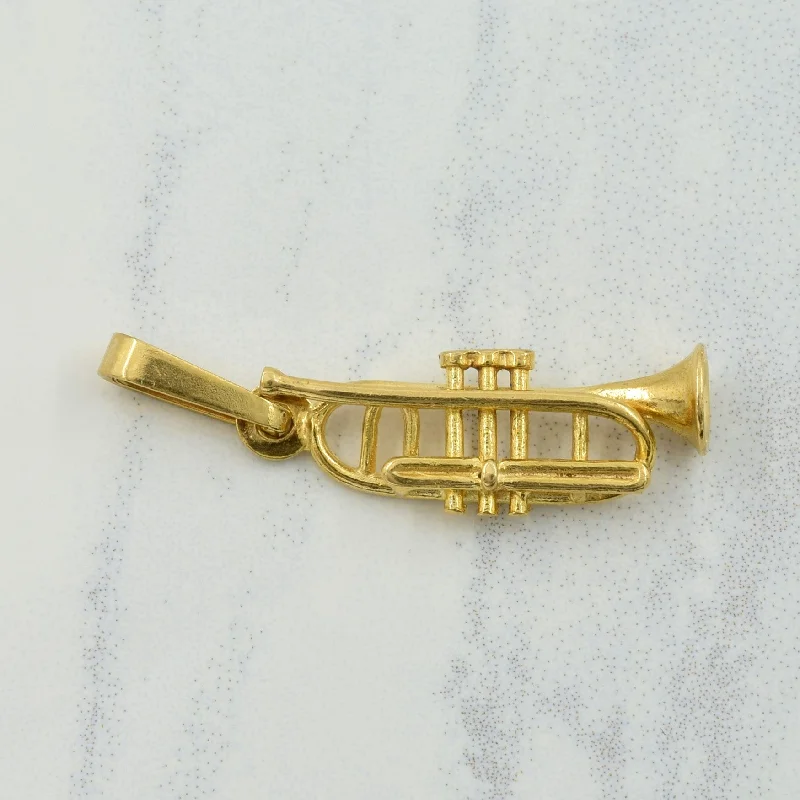 wide gold cuff bracelet 10k Yellow Gold Trumpet Charm |