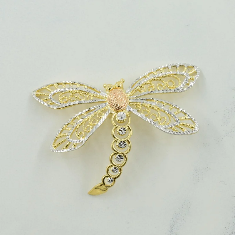 white topaz stacking rings 14k Tri Tone Gold Dragonfly Pendant |