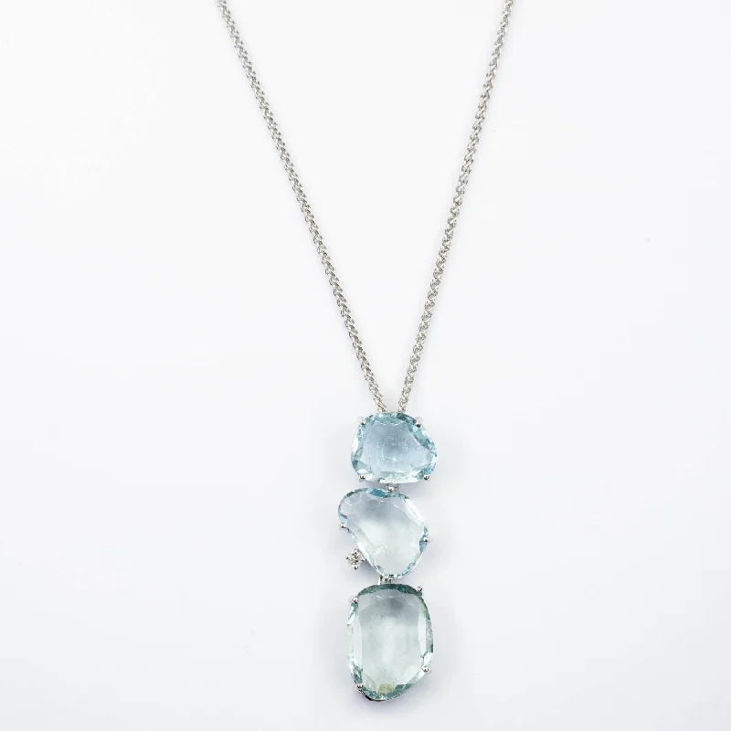 bezel set engagement ring modern 14k White Gold Organic Aquamarine Necklace |7.95ctw |18" bezel set engagement ring modern 14k White Gold Organic Aquamarine Necklace |7.95ctw |18"