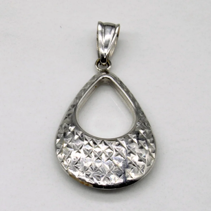 14k White Gold Teardrop Pendant