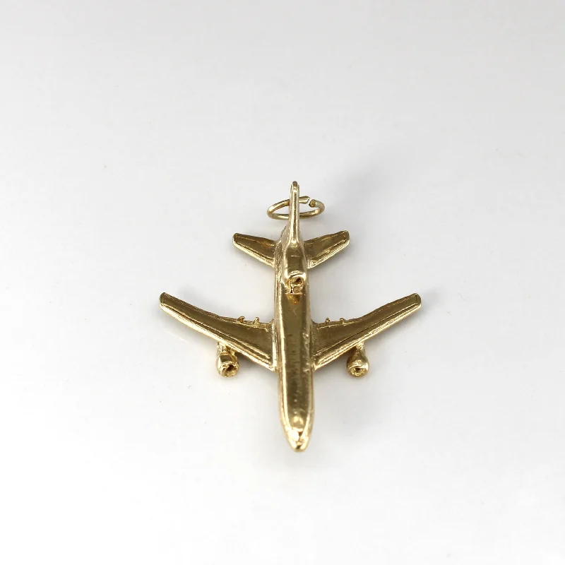 vintage art deco engagement ring 14k Yellow Gold Aeroplan Pendant