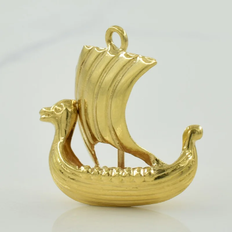 gold engagement ring vintage 14k Yellow Gold Boat Charm |
