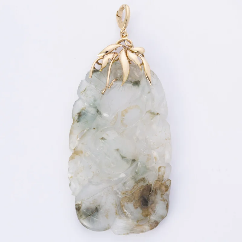 unique zodiac constellation necklace 14k Yellow Gold Carved Jadeite Pendant | 95ct unique zodiac constellation necklace 14k Yellow Gold Carved Jadeite Pendant | 95ct
