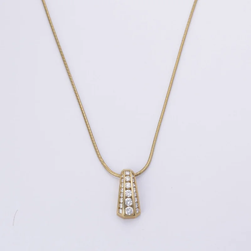 real citrine gemstone pendant 14k Yellow Gold Diamond Necklace | 1.00ctw | 17"