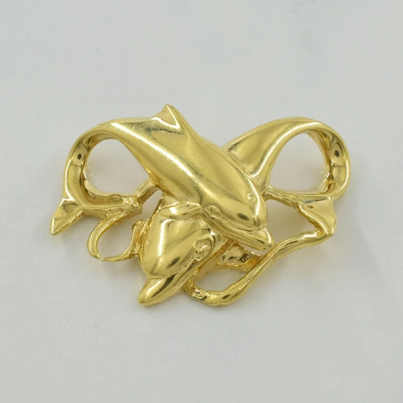emerald-cut ruby eternity ring 14k Yellow Gold Double Dolphin Pendant |