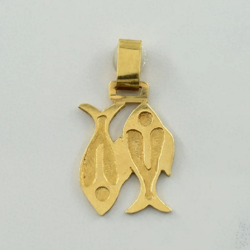 modern geometric earrings gold 14k Yellow Gold Dual Fish Pendant |