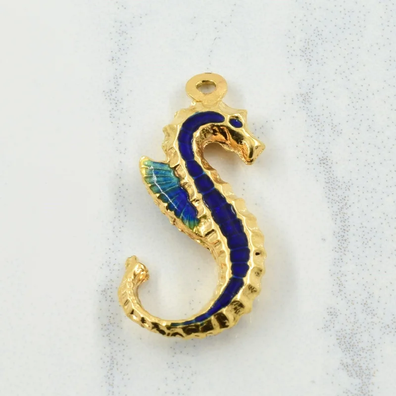 modern hexagon stud earrings 14k Yellow Gold & Enamel Seahorse Pendant |