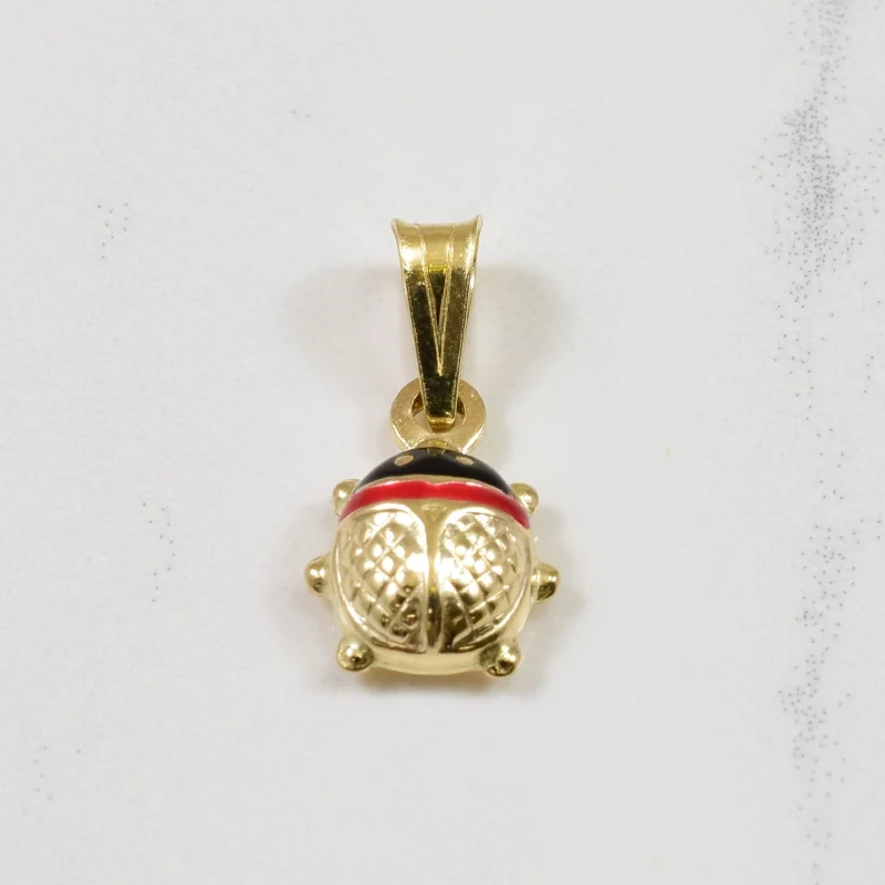 14k Yellow Gold Enameled Lady Bug Pendant