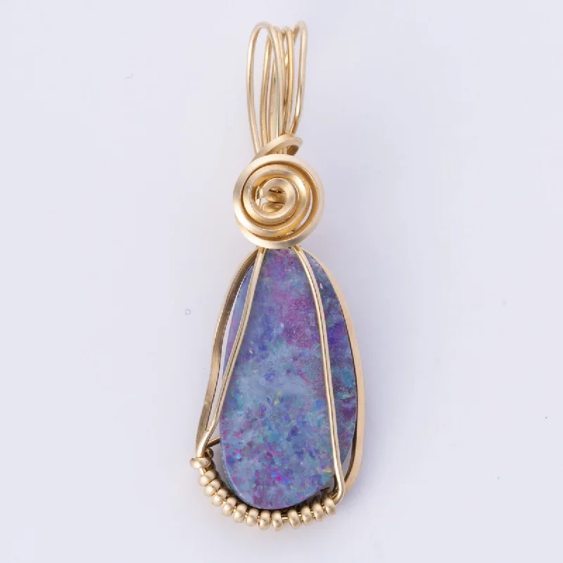 delicate heart stud earrings 14k Yellow Gold Free Form Opal Doublet Pendant | 1.70ct