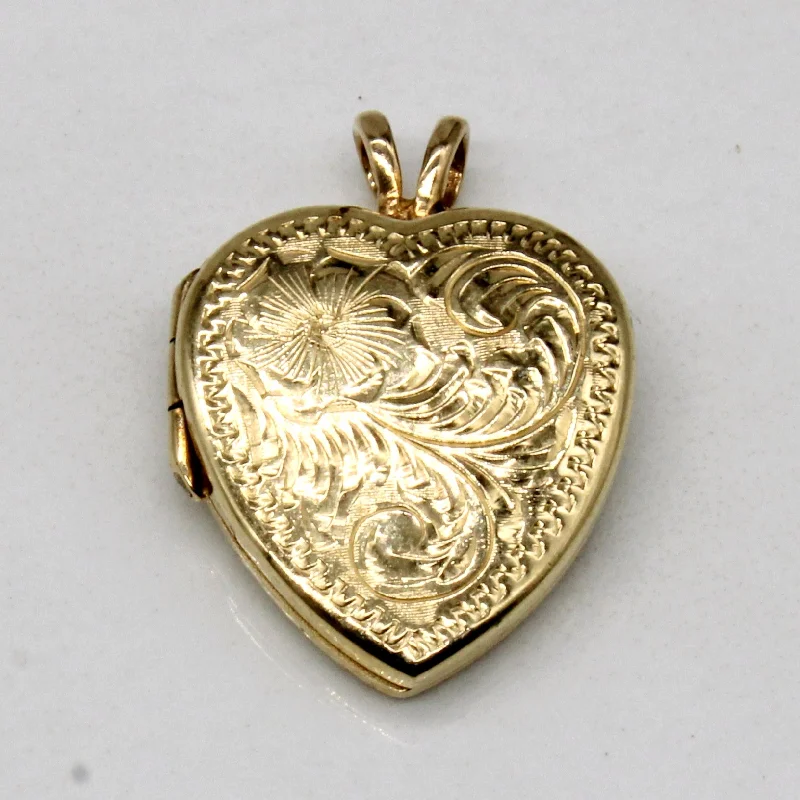 handmade wooden bead necklace 14k Yellow Gold Heart Locket
