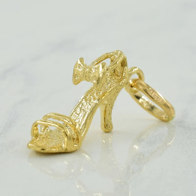 engraved pendant necklace 14k Yellow Gold High Heel Charm |