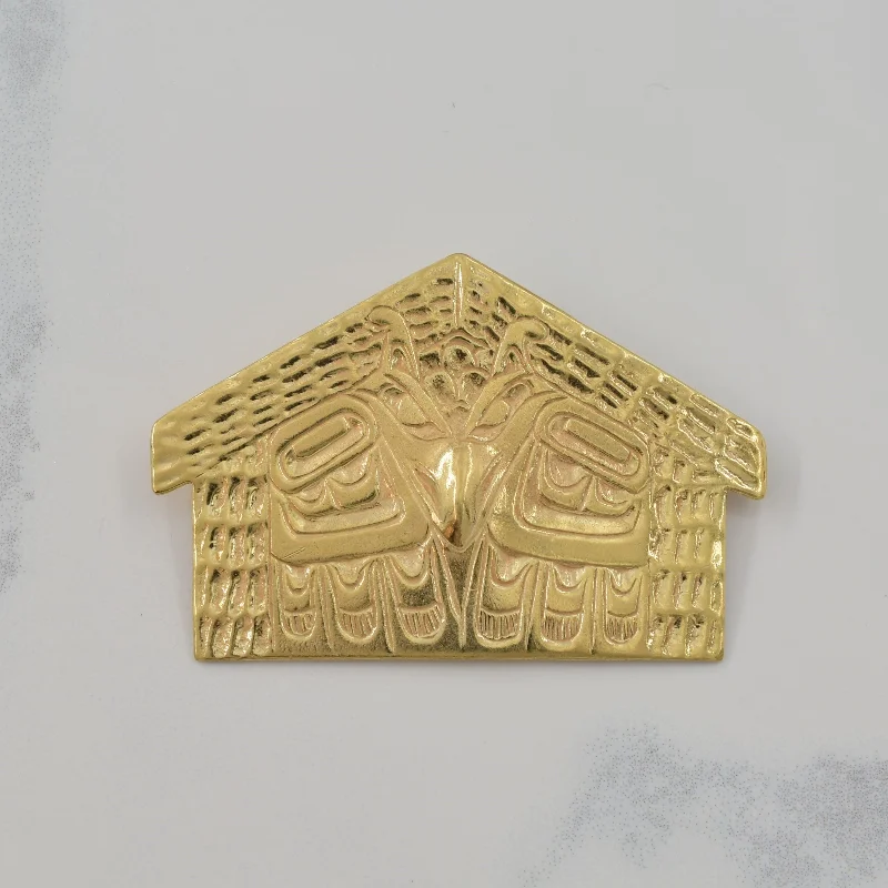 silver arrow pendant necklace 14k Yellow Gold Indigenous Art Pendant |