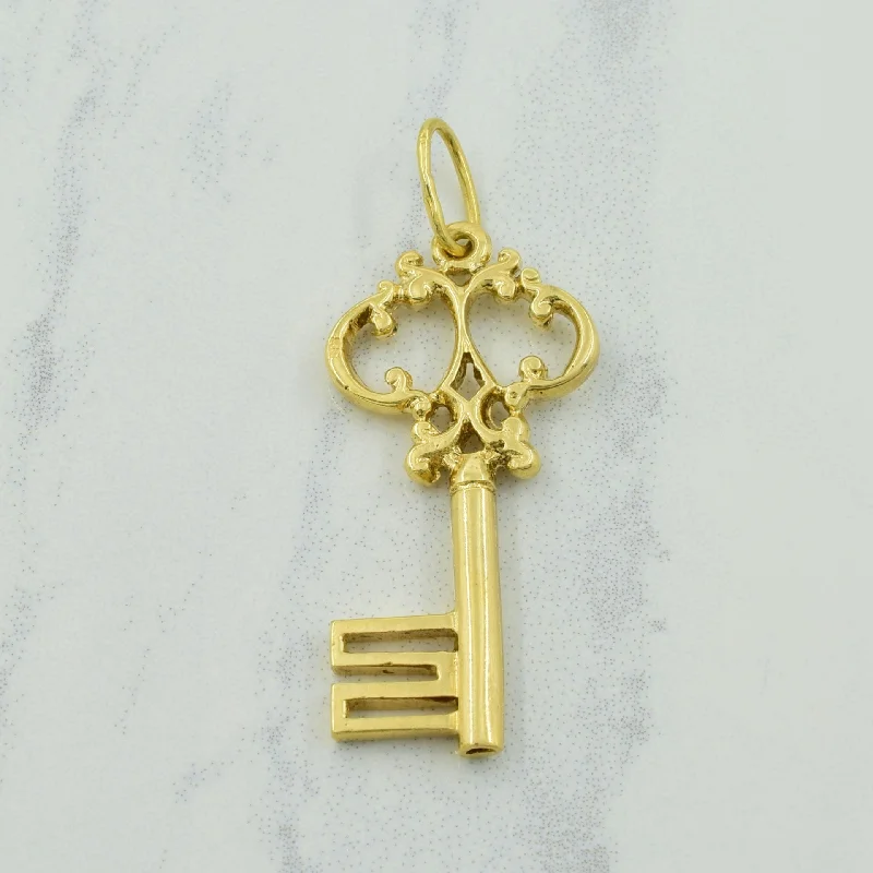 freshwater pearl drop earrings 14k Yellow Gold Key Charm |