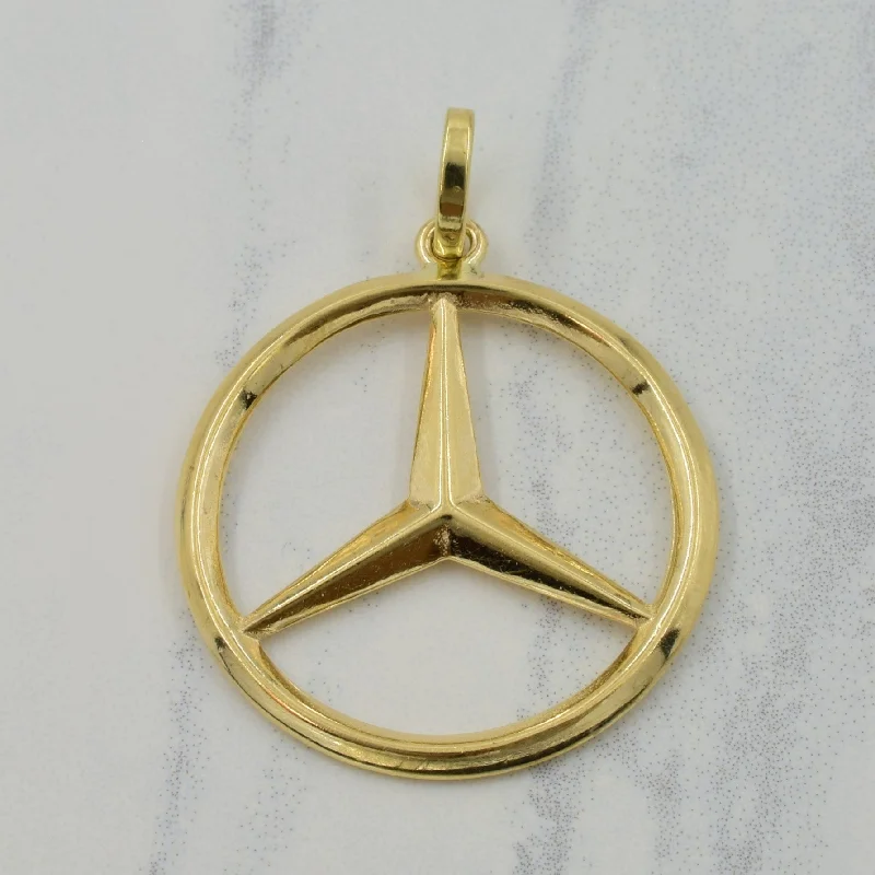 sapphire halo engagement ring 14k Yellow Gold Mercedes Benz Charm |