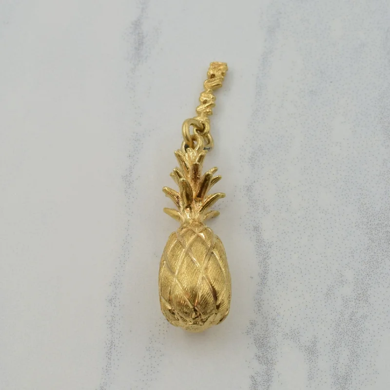 minimalist moonstone bracelet 14k Yellow Gold Pineapple & 'Hawaii' Charm |